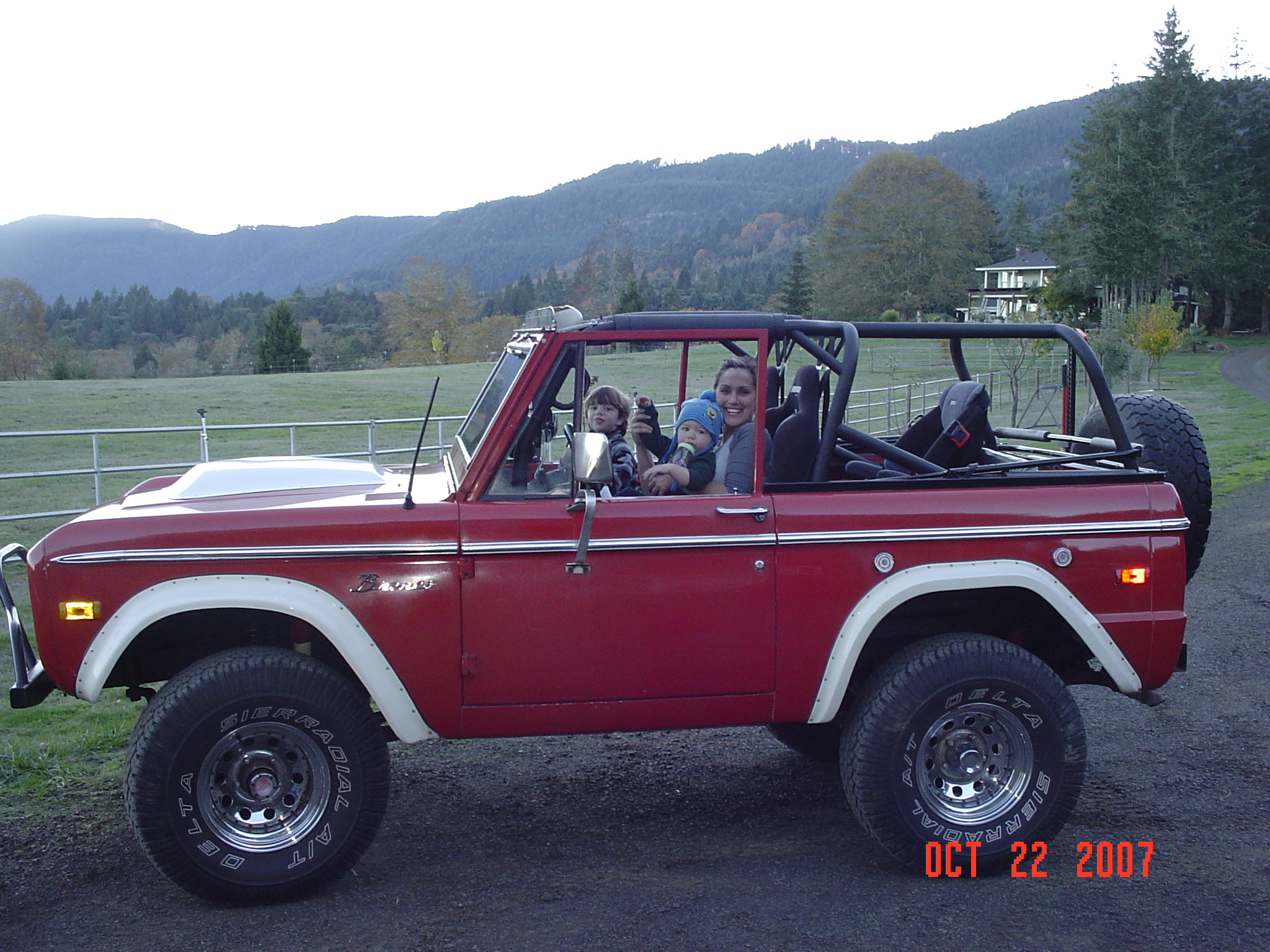 wife &amp; kids in the Bronco