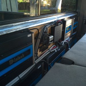 Truck stereo powered by 6 McIntosh amplifiers @ 2,400 Watts in 4 ohms